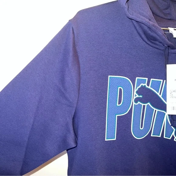 Puma Men’s Hoodie Navy Logo Pullover NWT Size M - Picture 7 of 10
